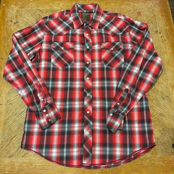 Roper Pearl Snap Shirt Mens L Red Plaid Long Sleeve Cowboy Western Rodeo 35869 - Picture 1 of 5